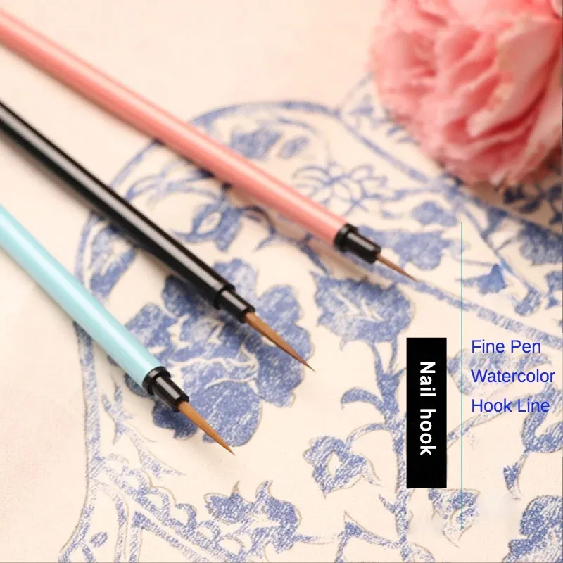 Sehr feine Farbe 3 stücke Set Nylon haltbare Stahls tange Nail Art Haken Stift Strich Aquarell Gouache Ölgemälde Acryl Nail Art Pinsel
