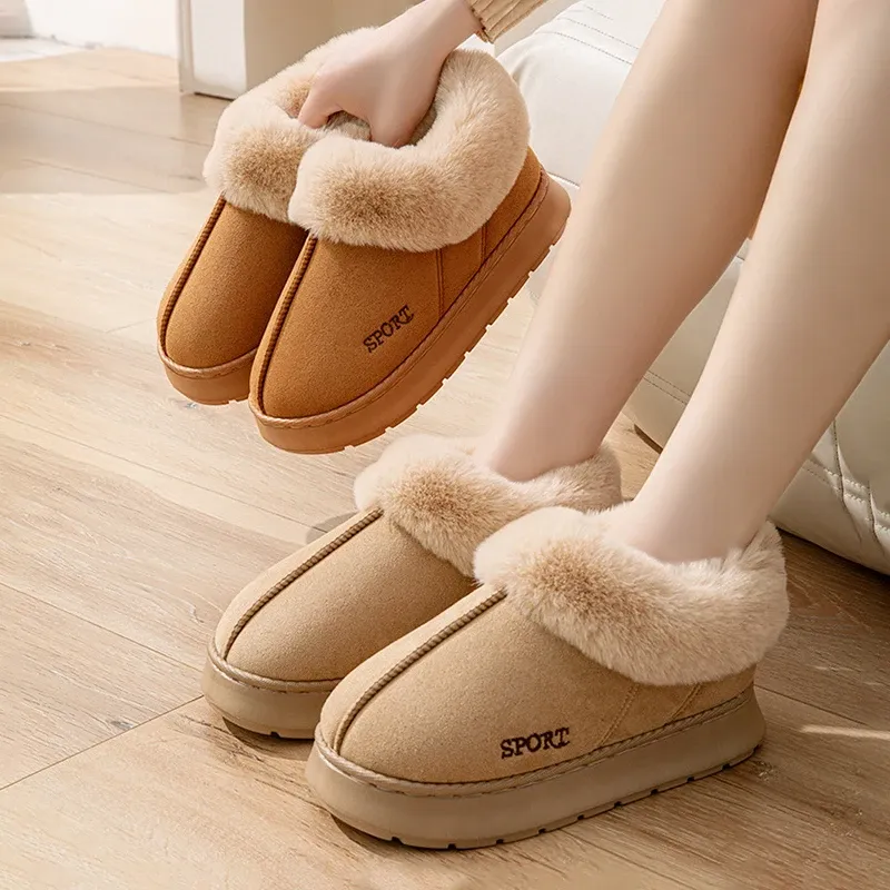 Flauschige Stiefeletten Weibliche Winter Luxus Designer Frau Schuhe Elegante Plüsch frauen Hausschuhe Hause Fuzzy Pelz Rutschen Schnee Booties