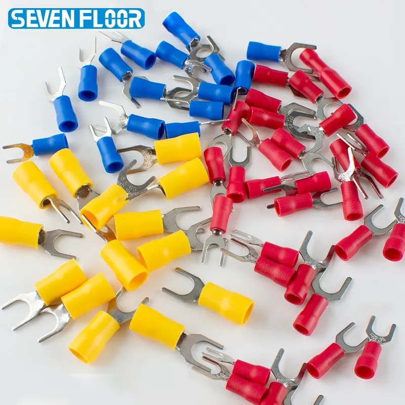 50PCS Gabel Crimp Terminal Elektrische Draht Anschlüsse Spaten Lugs Schnell Splice Kabel Isolierung Schuh Stecker Für Anschluss Schraube