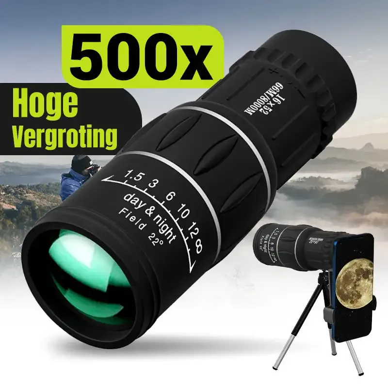 16x52 Monokular-Teleskop, leistungsstarkes optisches Zoom-Zielfernrohr mit zwei Fächern und hoher Vergrößerung, Nacht-Fernglas-Teleskop mit großer Reichweite