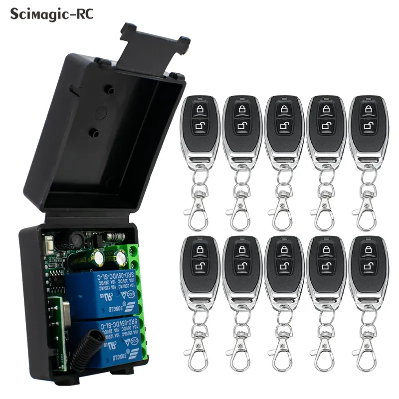 2 kanäle 433 Mhz RF Drahtlose Fernbedienung Schalter AC 85-256 V 220 V 110 V Relais 2CH Empfänger Modul Für Garage Tür Vorhang Licht
