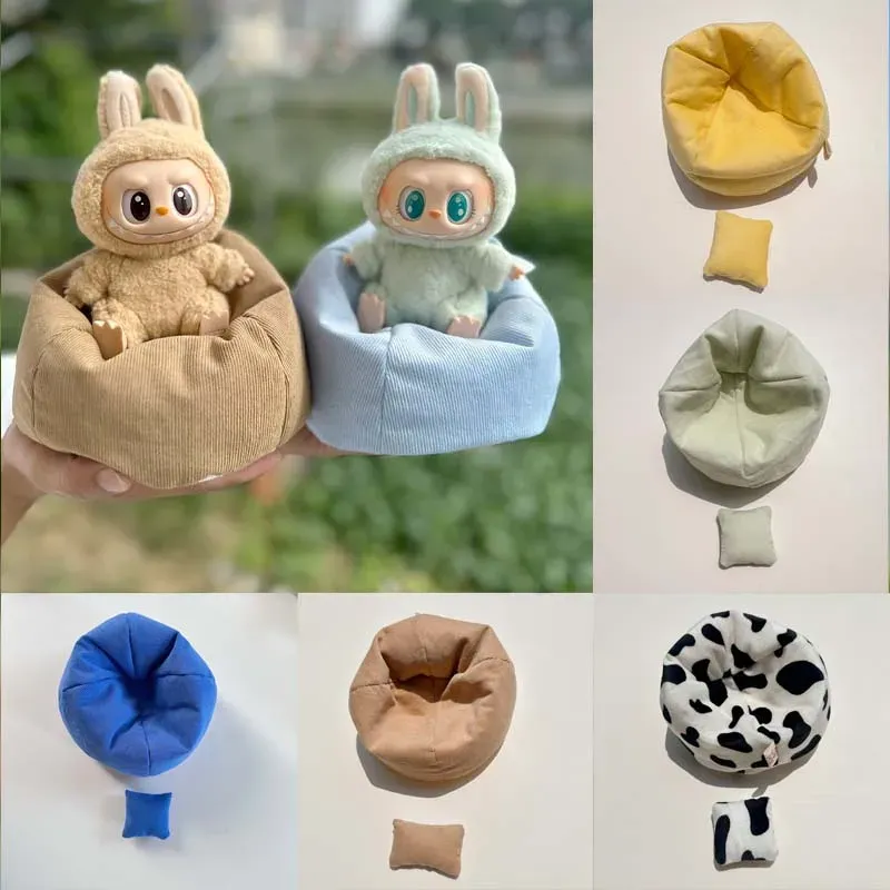 Für 15-17 cm Labubu Mini Plüsch Sofa Mini Faule Puppe Sofa Bett Zimmer Dekoration V1/V2 Generation sitzende Party Serie Puppe Sofa