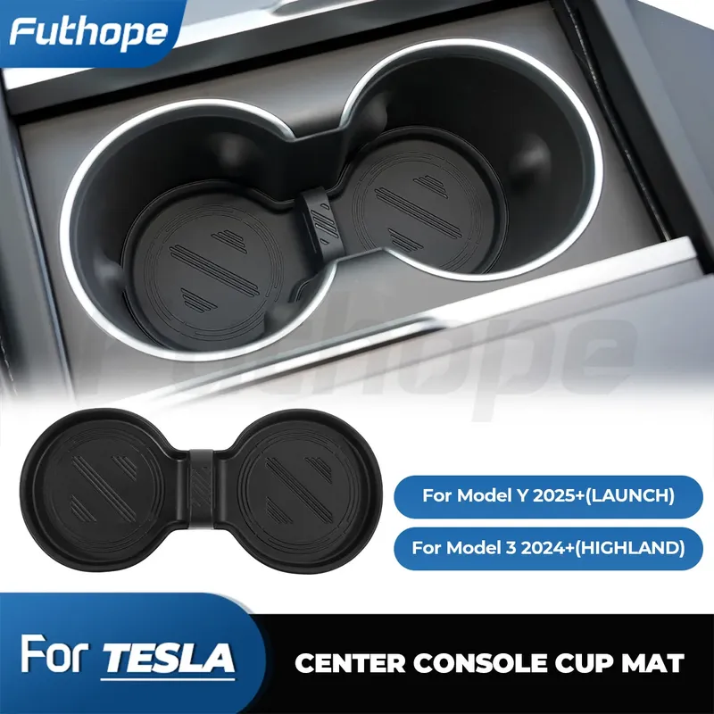 Futhope Wasserbecherhalter aus Silikon für Tesla Model Y Launch Juniper Model 3, Highland Cup Limit Innendekoration