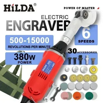HILDA Keramikfliesen-Schönheits-Nähwerkzeug, 380 W, elektrischer gerader Schleifer, 6 variable Geschwindigkeiten, Reinigungsmaschine, Schleifmaschine, Polierer