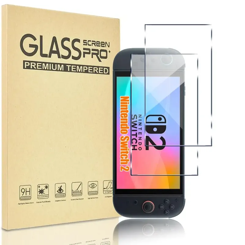 Displayschutzfolie aus gehärtetem Glas für Switch Nintendo 2 Modell 2025, transparentes HD-klares, kratzfestes Displayschutz-Zubehör
