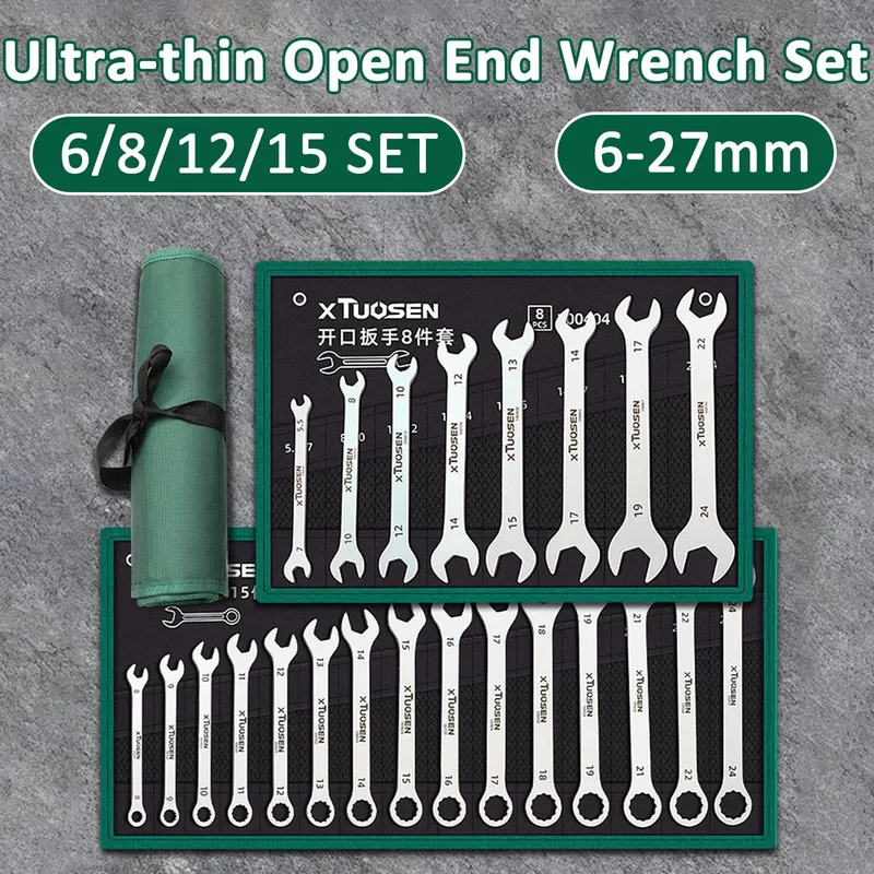 Ultradünner Schraubenschlüssel-Satz mit offenem Ende, 6–27 mm, Pflaumenschlüssel-Kombination, universelles Doppelköpfe-Pflaumenschlüssel-Set, Auto-Reparaturwerkzeuge