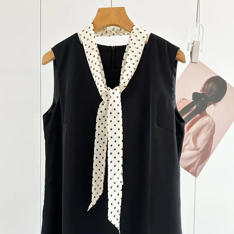 Mode Dot Band Seide Schal Frauen Dünne Hals Schals Dame Kleine Schals Bandana Schmale Weibliche Halstuch Kleid Zubehör