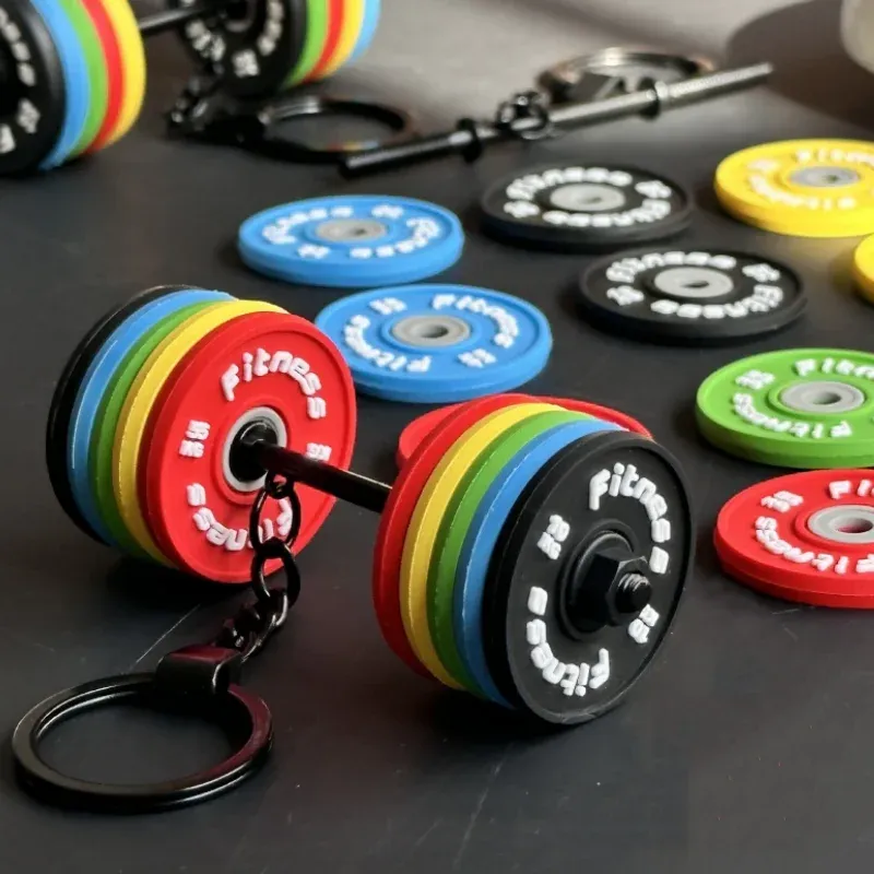 2025 Neuer Langhantel-Schlüsselanhänger, Silikon-Hantel-Schlüsselanhänger, Fitnessstudio-Geschenke für Fitnessstudio-Liebhaber, Fitness-Trainer, Geschenk, Rucksack, Autoschlüssel-Anhänger