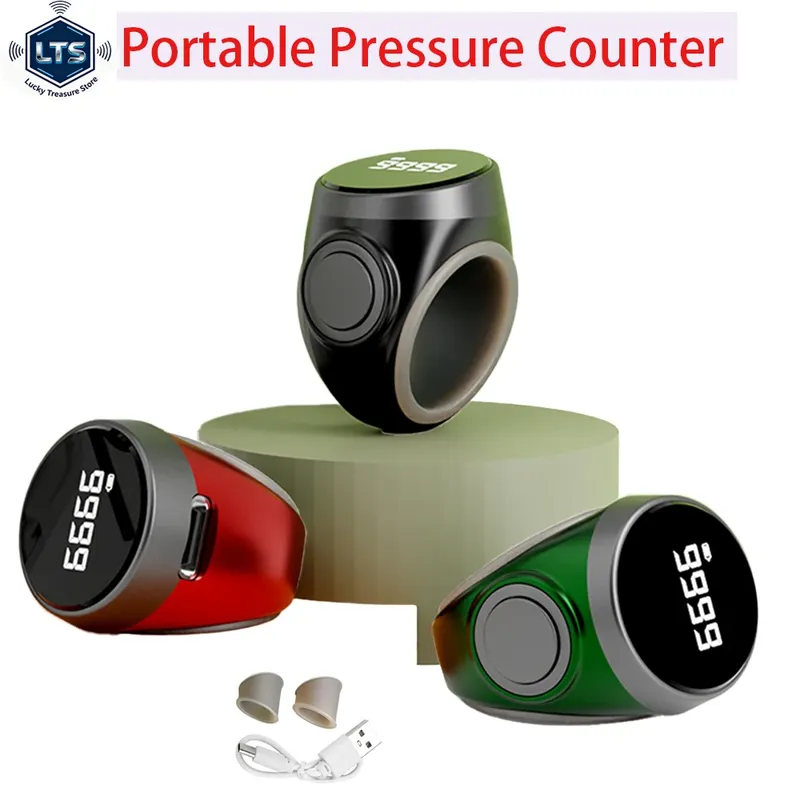 Typ-C Smart Tasbih Tally Counter Wiederaufladbare hochwertige muslimische Zikr Ring Typ Knopfzähler Gebetszeit Vibrationserinnerung