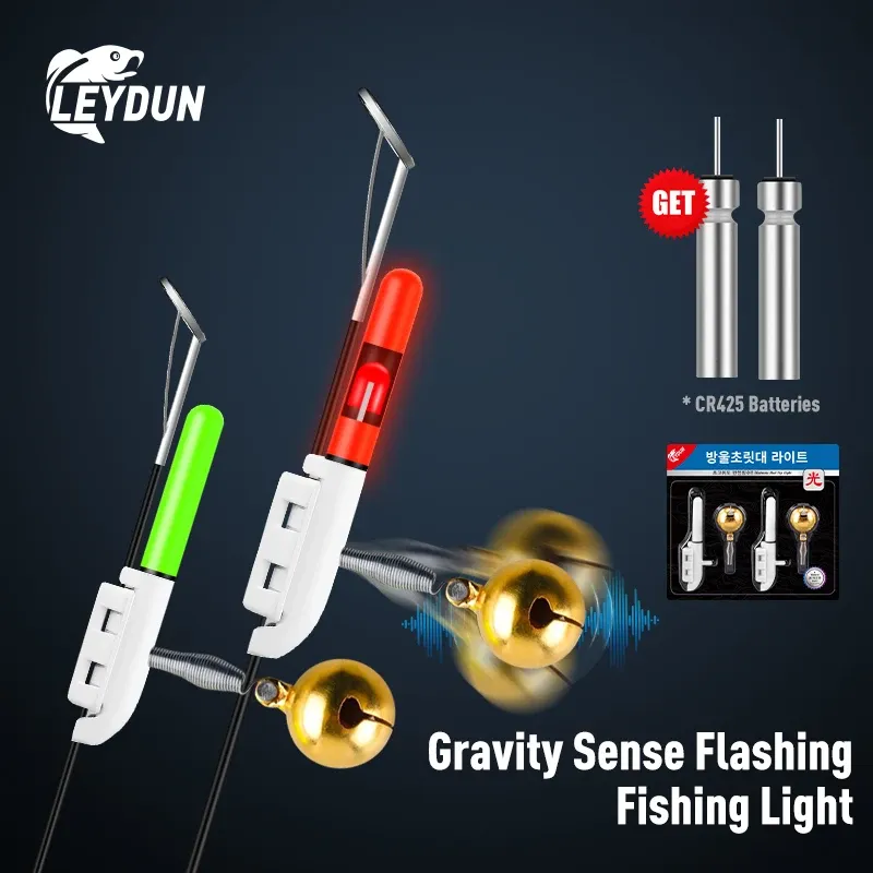LEYDUN 2 Teile/satz FLash Elektronische Angelrute Spitze Licht Stangen Led Glocken Licht Stangen Biss Alarme Werkzeuge Cr425 (Batterien im Lieferumfang enthalten)