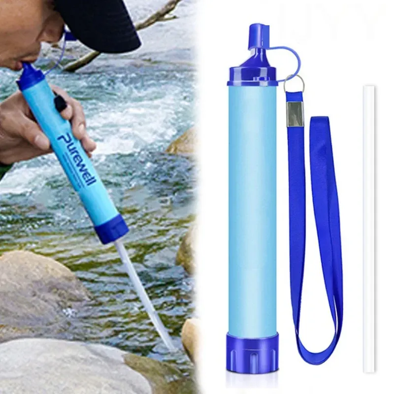 Outdoor Mini Wasserfilter Stroh Camping Reinigung Tragbarer Wanderwasserreiniger für Überleben oder Notfallbedarf