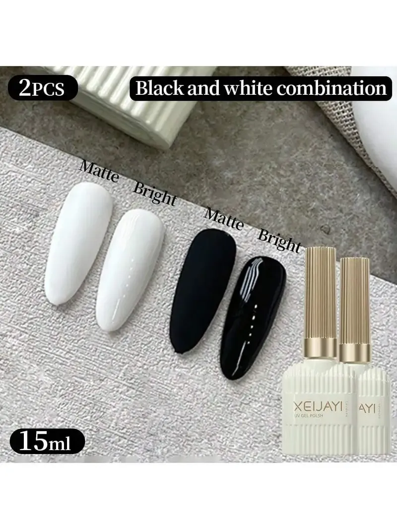 2 stücke 15ML Weiß Und Schwarz Gel Nagellack UV/LED Soak Off Gel Nagellack Für Nail art DIY Salon Hause Urlaub Geschenk Für Frauen
