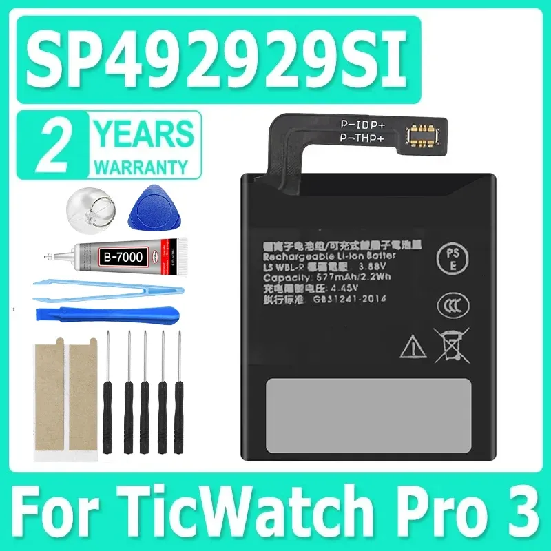 NEUER Akku für TicWatch Pro 3 Akku GPS Wear OS Smartwatch 3,88 V 577 mAh SP 492929 SI WH11013 + Werkzeug