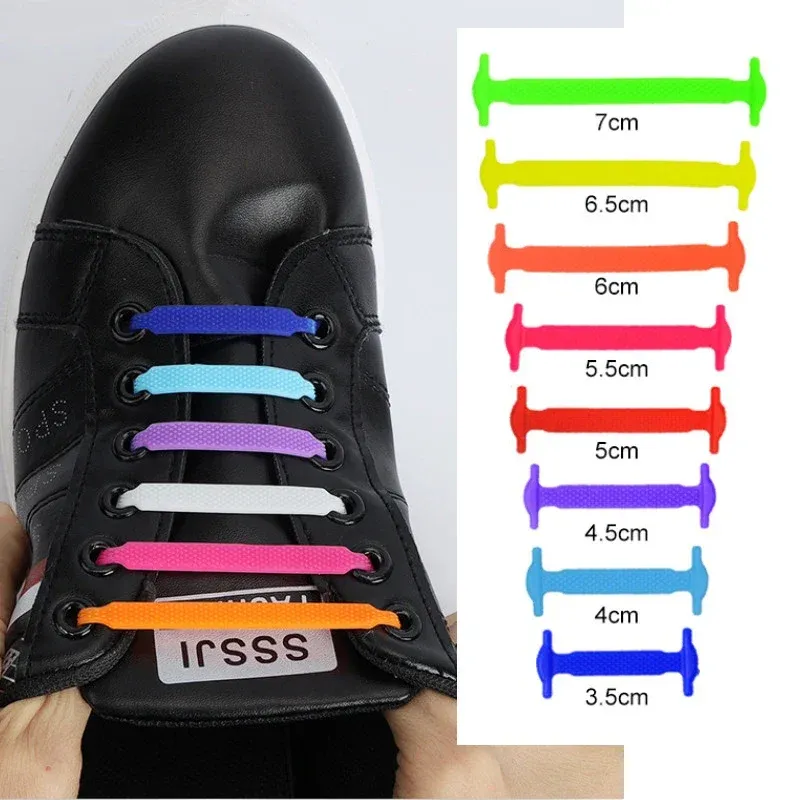 16 stücke Faul Schnürsenkel Silikon Schnell Spitze Elastische Frauen Männer Keine Krawatte Kinder Erwachsene Turnschuhe Schnürung Schnürsenkel Schnalle Schuhe Zubehör