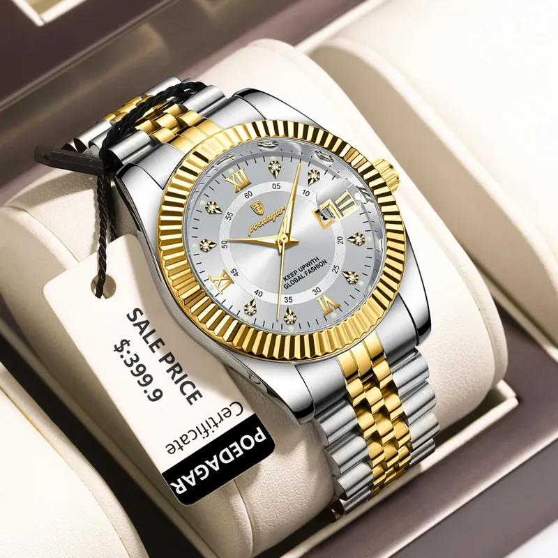 POEDAGAR Luxus Business Männer Armbanduhr Wasserdicht Leucht Datum Military Mann Uhr Edelstahl Mode herren Quarz Uhren