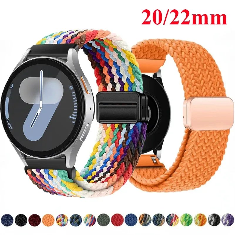 20mm 22mm Magnetarmband für Samsung Galaxy Watch 7/6/Classic/5/4/3 Geflochtenes Nylon-Schlaufenarmband für Huawei Watch 4/3/GT 5 4 Band