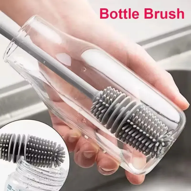Silikon Milch Flasche Pinsel Tasse Wäscher Glas Reiniger Küche Reinigung Werkzeug Lange Griff Trinken Flasche Glas Tasse Reinigung Pinsel