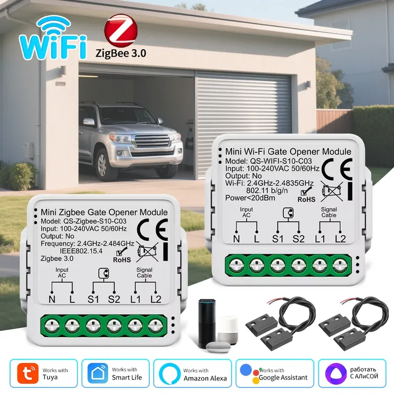 AC100-240V Tuya Smart Tor Öffner Controller Garage Tür Schalter Modul Wifi Zigbee Smart Leben Alexa Google Home Assistent Yandex