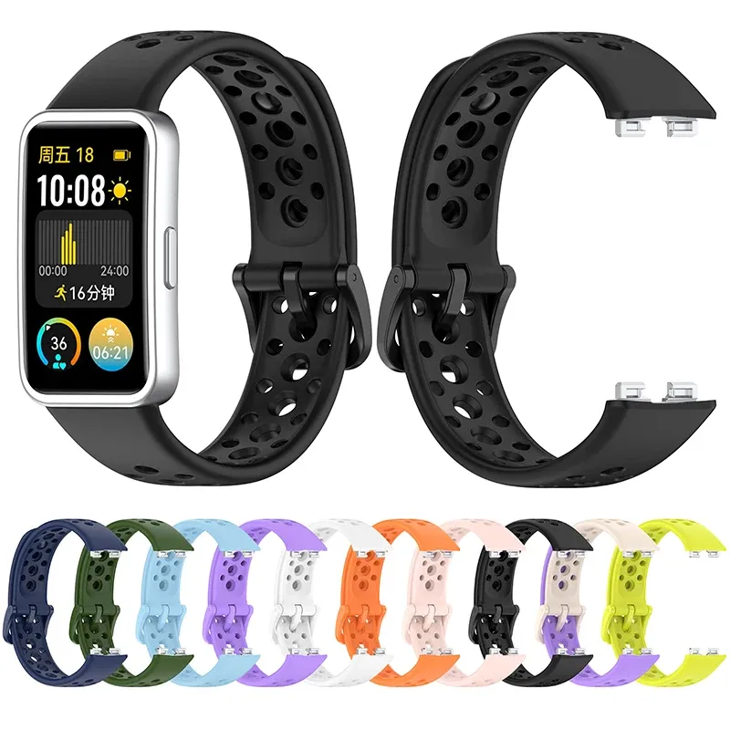 Silikonbänder für Huawei Band 10 9 8, atmungsaktives Ersatzarmband für Sport, Correa, Huawei Smart Band 8 9 10, Riemenzubehör