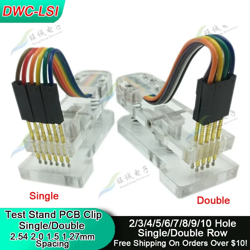 Prüfstand PCB Clip Einzel/Doppel 1,27/2,0/2,54 mm Abstand Klemmvorrichtung Pogo Pin Download Programm Brennen mit Box DuPont