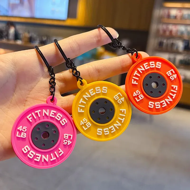 PVC Mini Langhantelplatten Schlüsselanhänger Kettlebells Kreative Hanteln Schlüsselanhänger Wasserbecher Taschenanhänger Fitness Serie Anhänger Schmuck