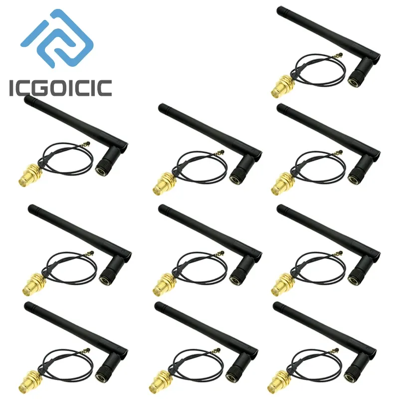 1–10 Stück 2,4 GHz 3 dBi WiFi 2,4 G Antenne, männlicher WLAN-Router + 17 cm PCI U.FL IPX auf SMA ESP8266 ESP32 männliches Pigtail-Kabel