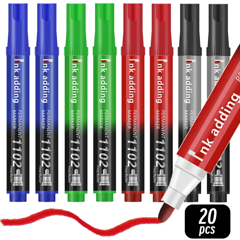 1/10/20 Stück 2 mm rot-blaue Tinte, schwarze Permanentmarker, feine Spitze, wasserfest, schnell trocknend, Zeichenstifte, Holz, Stein, Metall, Glas