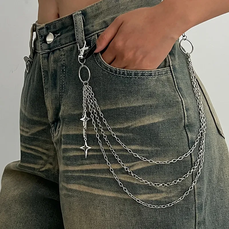 Salircon Punk Multilayer Metall Stern Anhänger Hose Kette Hip Hop Taille schlüsselbund Jeans Kette Frauen Trendy Schmuck Zubehör Geschenke