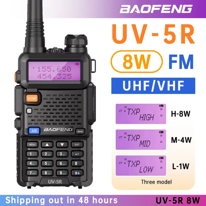 Baofeng UV-5R 8W Tri-Power Walkie Talkie High Power Dual Band Long Range 128CH Tragbare Handheld UV 5R Amateur FM Zwei Weg Radio