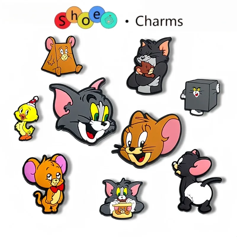 12 Stück MINISO Tom und Jerry Schuhe Charms Set für Clogs Anime Charakter für niedliche Cartoon Schuh Charms Dekoration Weihnachten Party Geschenke