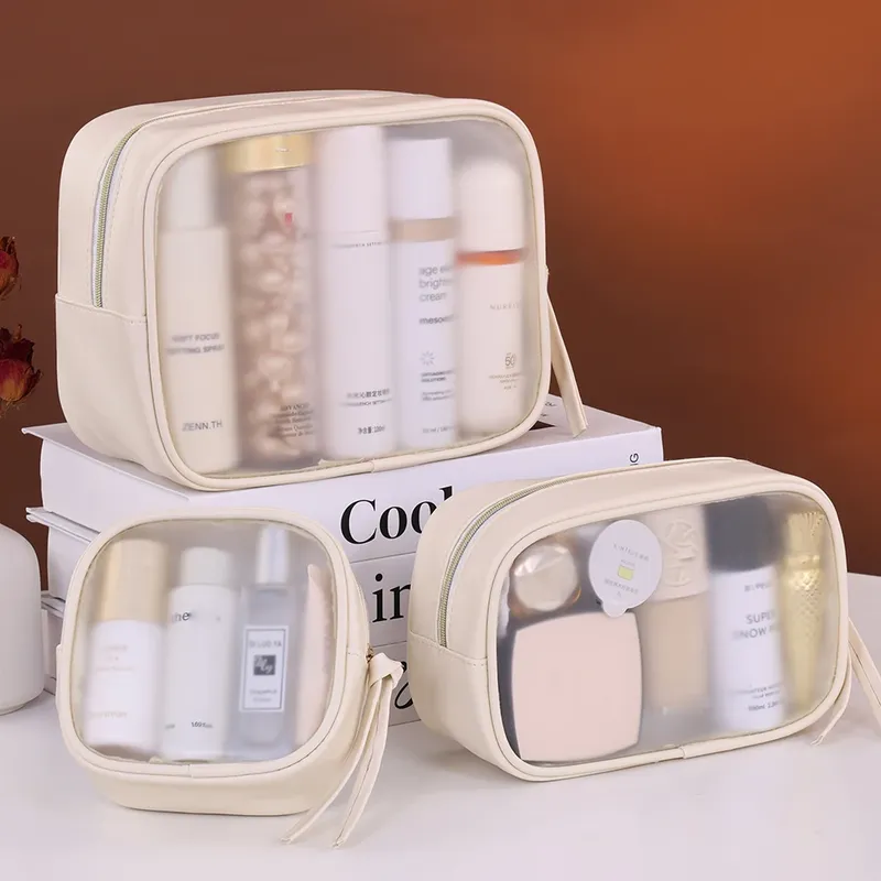 1 Stück multifunktionale halbtransparente Make-up-Tasche, Kosmetik-Aufbewahrungstasche, Kulturbeutel für Geschäftsreisen, Make-up-Reparatur mit großer Kapazität