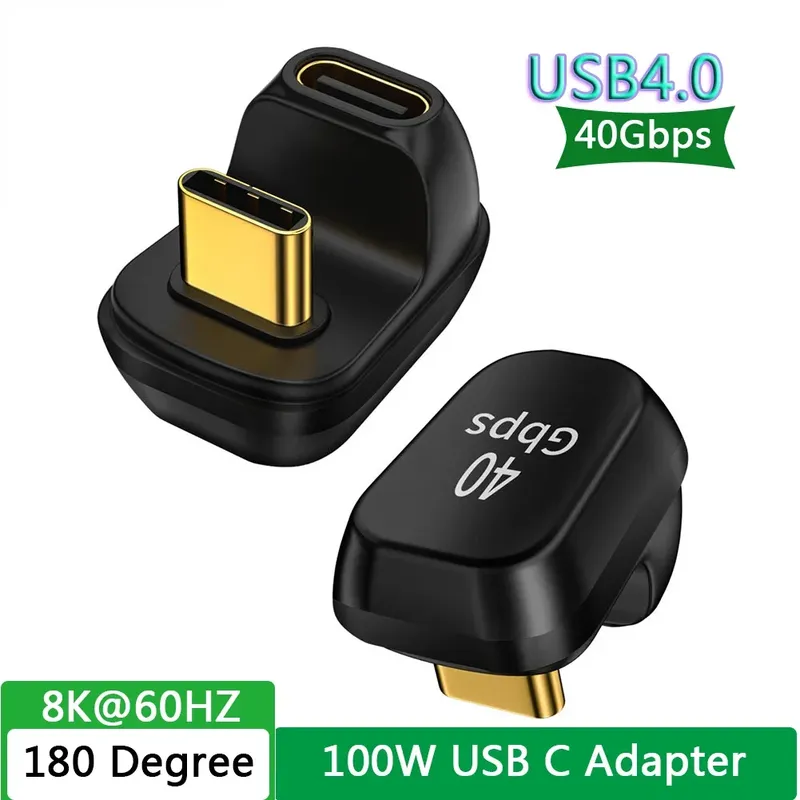 40 MB/s 40 Gbit/s USB C Winkel 180 Grad Adapter Thunderbolt 3 4 USB 2/4 Typ C Stecker auf Buchse Konverter 100 W schnell für Telefon Tablet