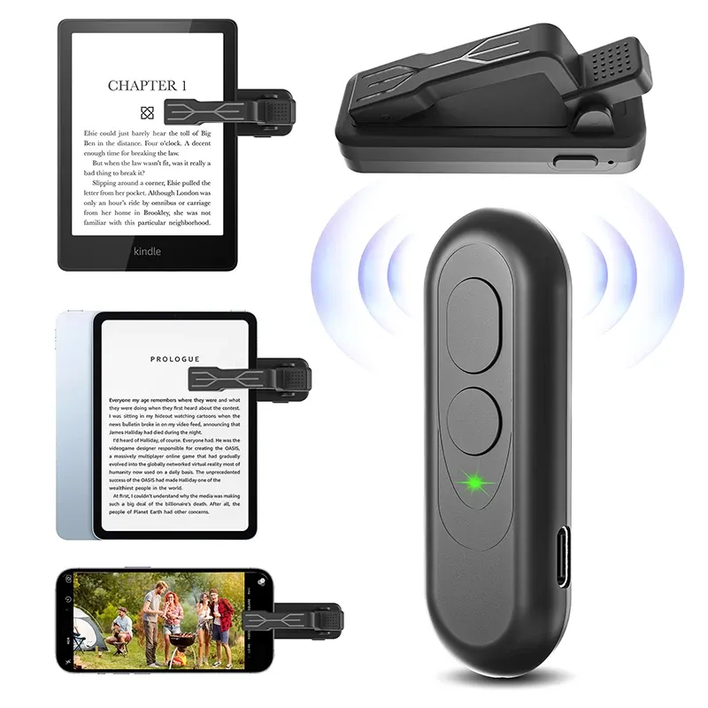 RF-Fernbedienung, Seitenwender, Telefon, Kamera, Auslöser, Videoaufzeichnung, Fernklicker für Kindle Kobo EReaders, Lesezubehör