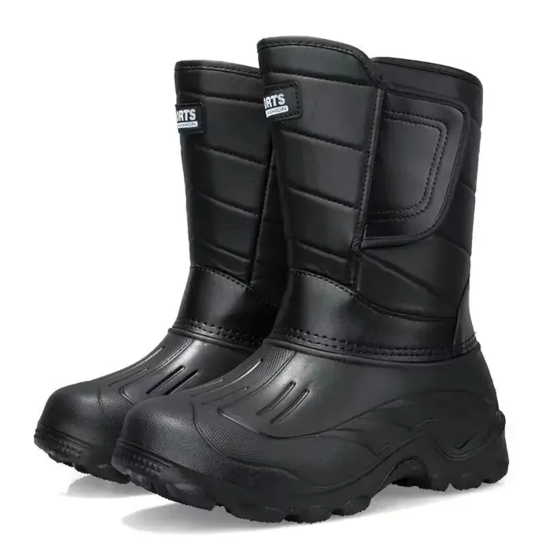 Herren Winterstiefel Plateau Herren Schneestiefel Warm Dicker Plüsch Wasserdicht Outdoor Angeln Arbeitsstiefel Plus Größe 40-46