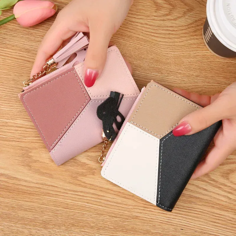 Mode frauen Brieftasche Zipper Geldbörse Dame Kurze Kupplung Geldbörse Handtasche Patchwork Leder Weibliche Karte Halter Brieftasche Telefon Beutel