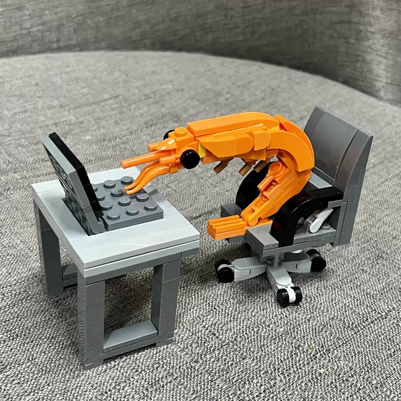 MOC-Baustein-Garnelenmodellfiguren, Puzzle-Montage, zufällige Mischung für Jungen und Mädchen, kreative Parodies für Internet-Promi