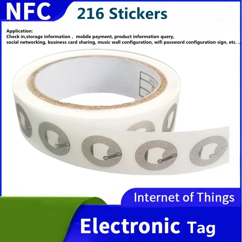 Ntag216 Selbstklebender NFC-Etiketten-Tag-Aufkleber 13,56 MHz ISO14443A elektronischer Tag Universal 216 RFID-Telefon verfügbares Klebeetikett
