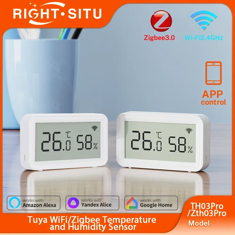 Tuya Zigbee WiFi Temperatur Feuchtigkeit Sensor InDoor Für Smart Home APP Fernbedienung SmartLife Arbeit mit Alexa Google Assistent