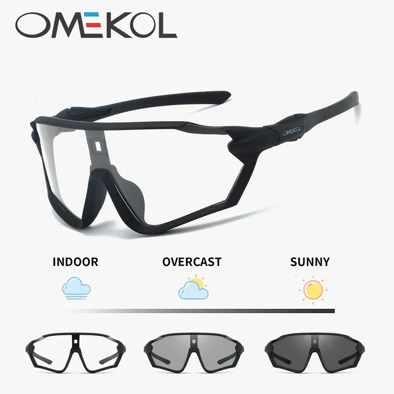 OMEKOL Marke Neue UV Schutz Photochrome Radfahren Gläser Fahrrad Brillen Männer Frauen Mtb Bike Baseball Sport Sonnenbrille