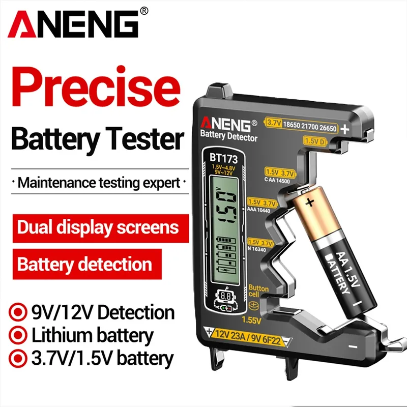 Universal Batterie Tester ANENG BT173 Batterie Detektor Test C D AA AAA N 9V Zelle Taste Meter Visuelle Display test Tester Werkzeuge