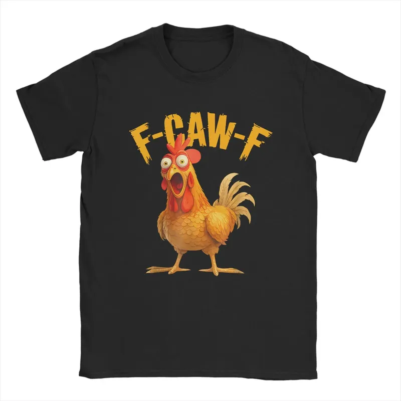 Lustiges F Caw F Chicken FCAWF Chicken T-Shirt Herren Lustiges T-Shirt aus 100 % Baumwolle Rundhalsausschnitt Kurzarm T-Shirts Geschenkidee Kleidung