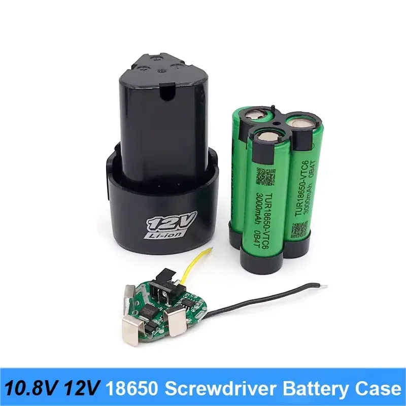10,8 V 12 V Schraubendreher-Bohrer-Batteriegehäuse mit 18650 Hoder-Halterungen, 3S 30 A BMS-Platine für Shura Shrika, Ersatz für den Einsatz
