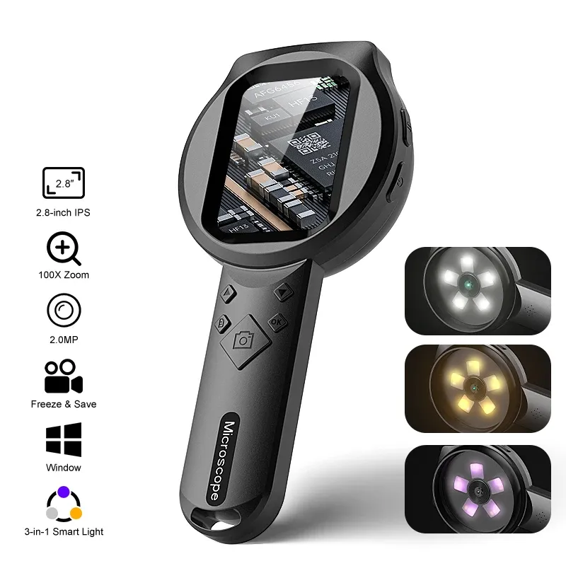 2,8'' IPS Digitale Lupe HD 1080P 100X Tragbares Mikroskop Handheld Mignifying für Elektronik Reparatur Überprüfen Sie Schmuck