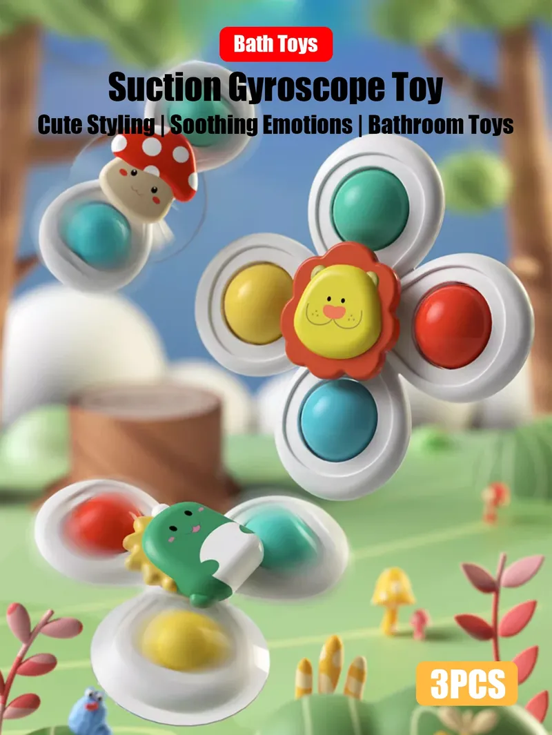 3 teile/satz Saugnapf Spinnen Cartoon Tier Spinner Spielzeug Kinder Fenster Baby Hochstuhl Tisch Reise Bad Spielzeug für Kinder Geschenk
