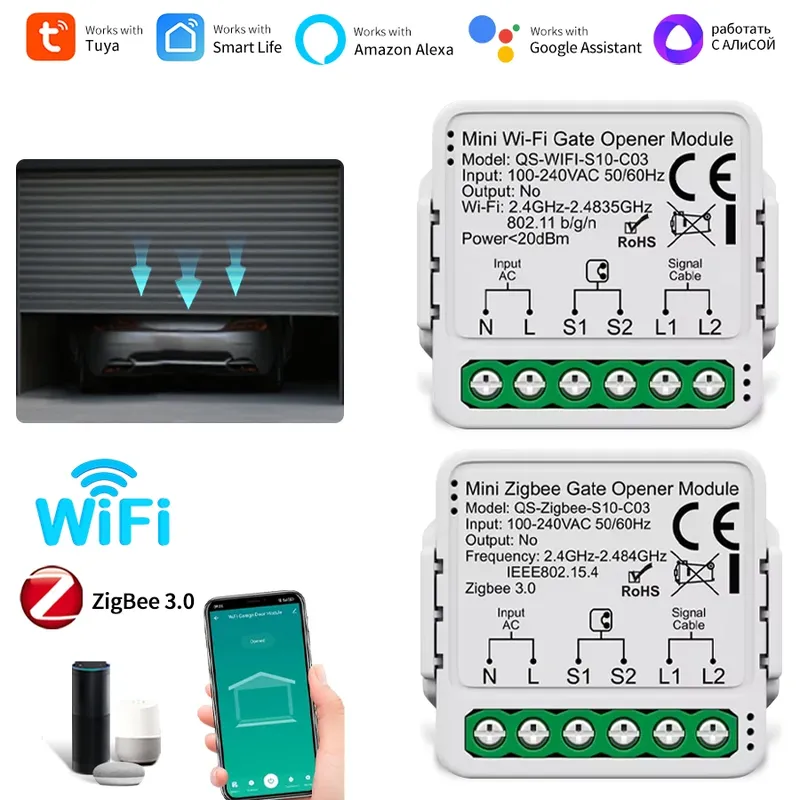 Tuya WiFi Zigbee Smart Garagentoröffner-Controller 110 V 240 V motorisierte Sprachsteuerung Toröffnermodul für Smart Life