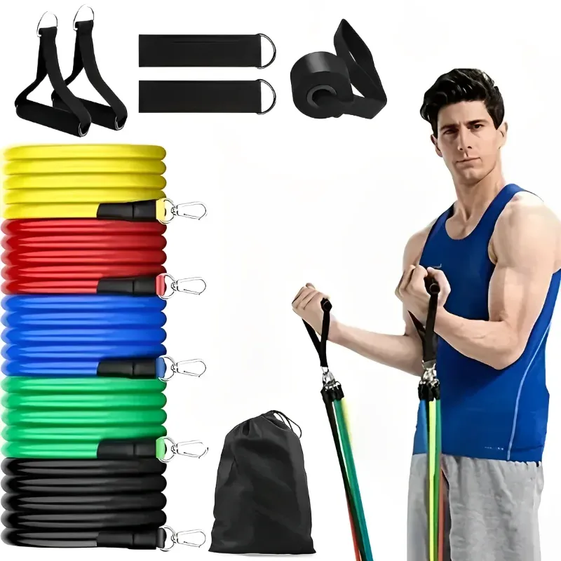 11 teile/satz Pull Seil Widerstand Bands Tragbare Fitness Ausrüstung Ankle Strap Brust Expander Elastische Übung Band