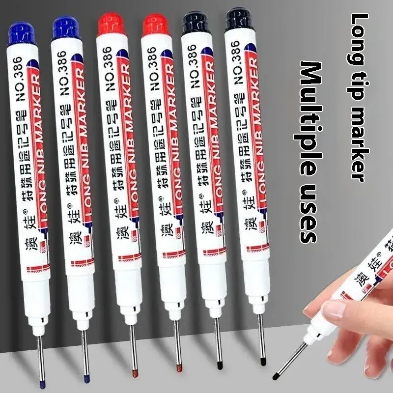 4/12 Stück wasserdichte Markierungen mit langem Kopf, tiefes Loch, Markierungsstift für Metall, Schreiner, rot/schwarz/blau/grüne Tinte, Holzbearbeitungswerkzeuge, Marker