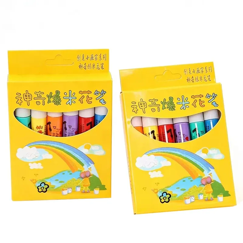 6 Teile/satz Neue Exotische Popcorn Stift Multifunktionale Schaum Marker Stift Notebook kinder Magie Stift Spaß Flauschigen Stift 3D Blase Stift