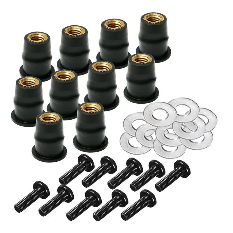 30PCS M5 M6 Motorrad Windschutzscheibe Schrauben Schrauben Metrische Gummi Gut Mutter Verschluss Für Honda Suzuki Yamaha Kawasaki