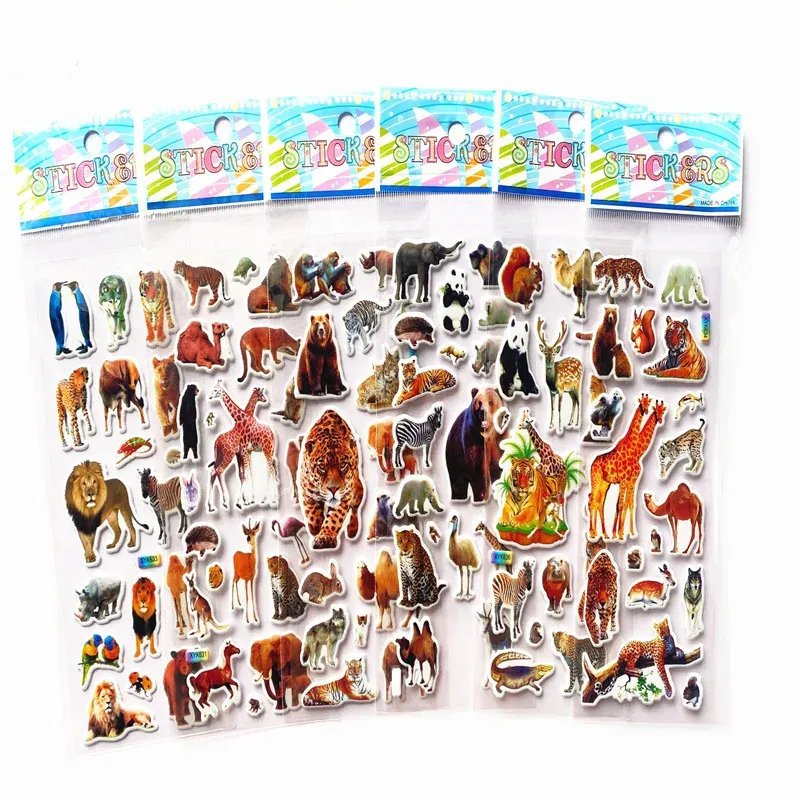 10 Stück 3D-Puffy-Aufkleber, Tiere, große Aufkleber, Sammelalbum, Dekoration, Geburtstag, Neujahr, Weihnachten, Geschenke für Kinder, Jungen und Mädchen